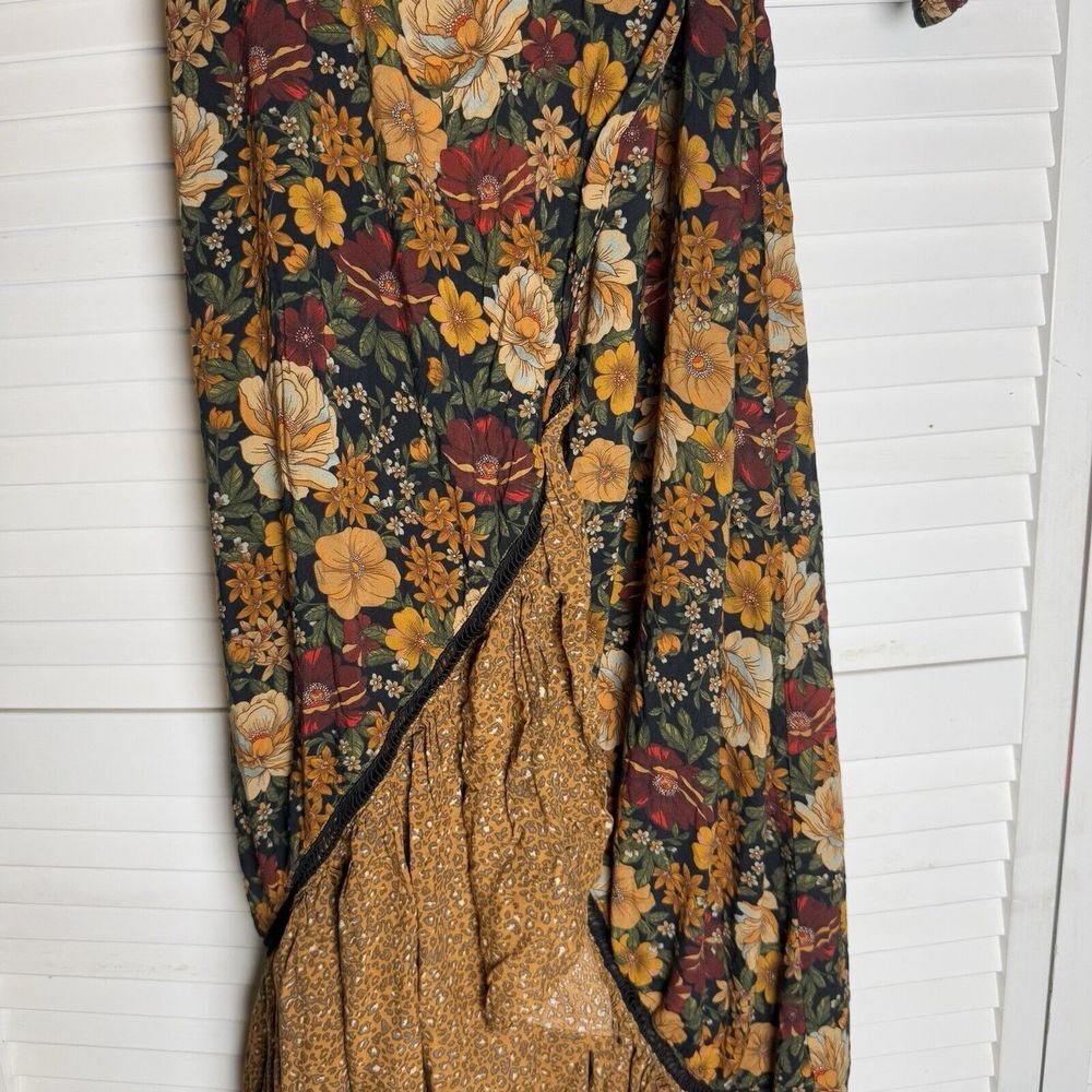 FARM Rio Floral Wrap Maxi Dress in Black, Rust & Mustard - Picture 9 of 14